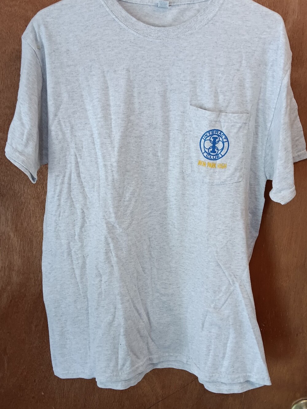 Jerzees Light Gray Pocket T‑Shirt with Blue Logo